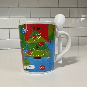 Deco Art Christmas Tree Mug With Plastic Spoon
